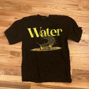 Black Graphic Tee with Water Design